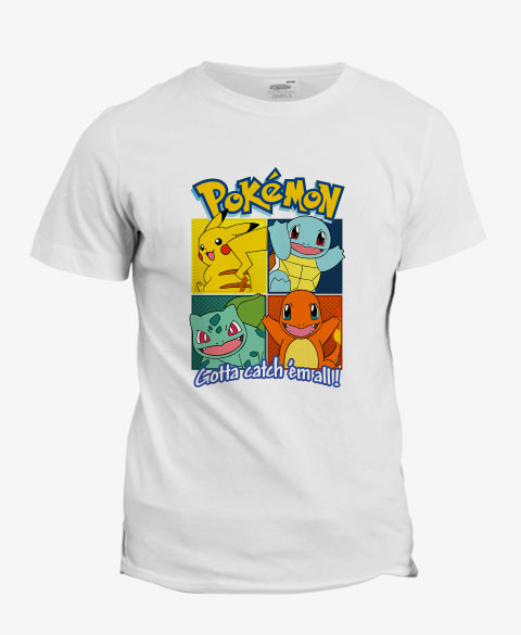 T-shirt Pokémon : Les starters de la première génération